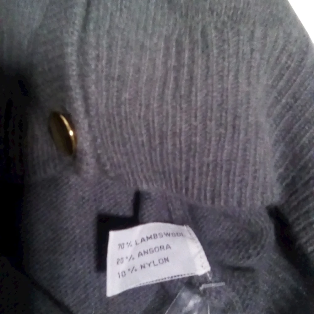 Blarney Lambswool Angora Gray Button Down Cardigan Pocket Sweater Size 2